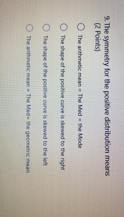 positive curve is skewed to the right The shape of the positive