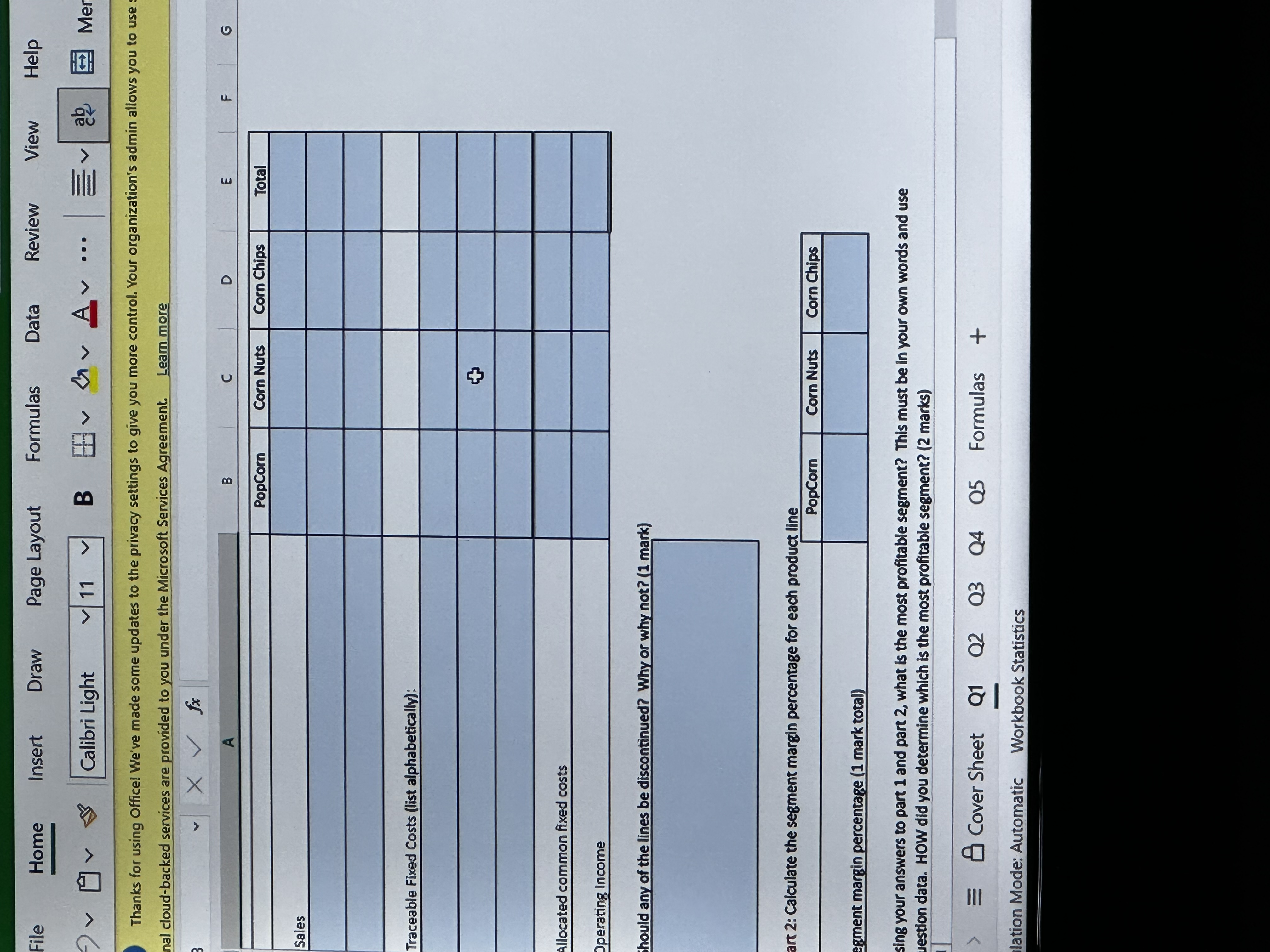 Draw Page Layout Formulas Data Review View Help 7 v Calibri Light