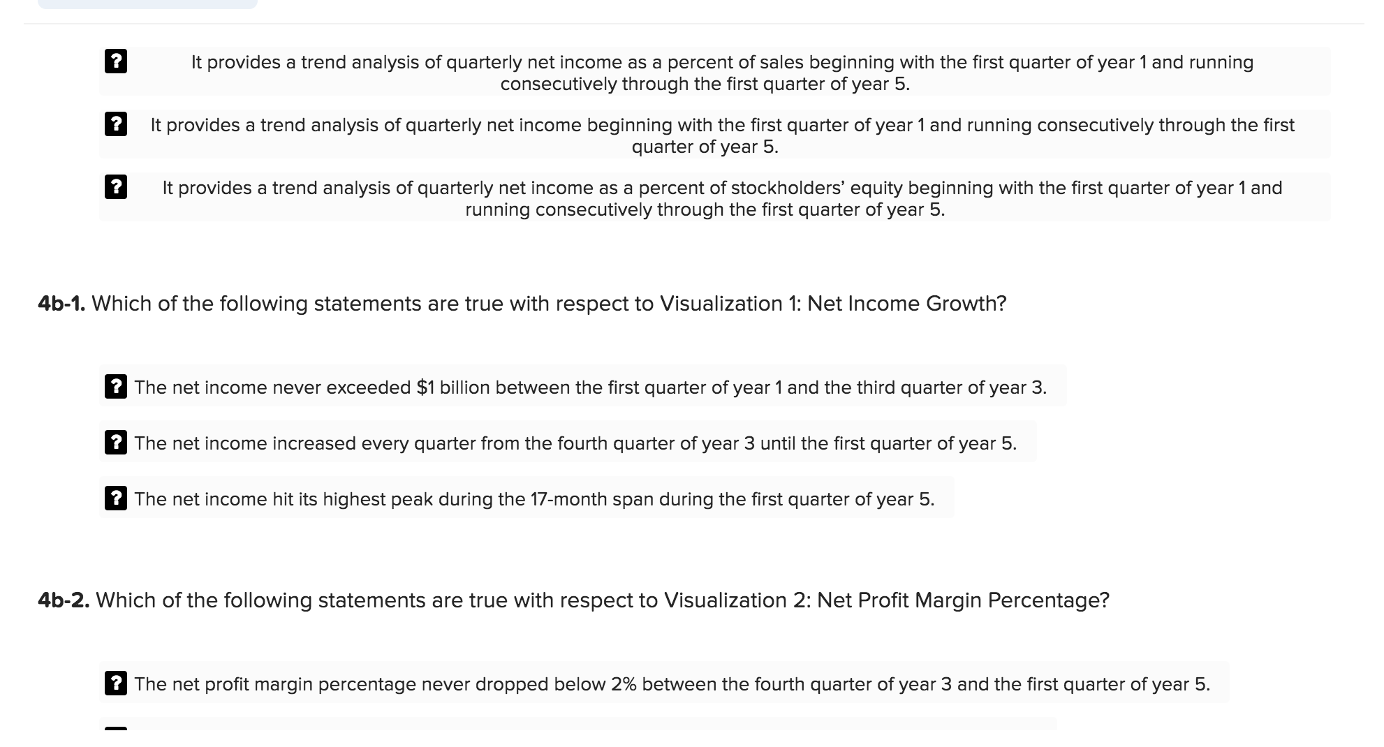 provides a total of 13 data visualizations that describe a real company's