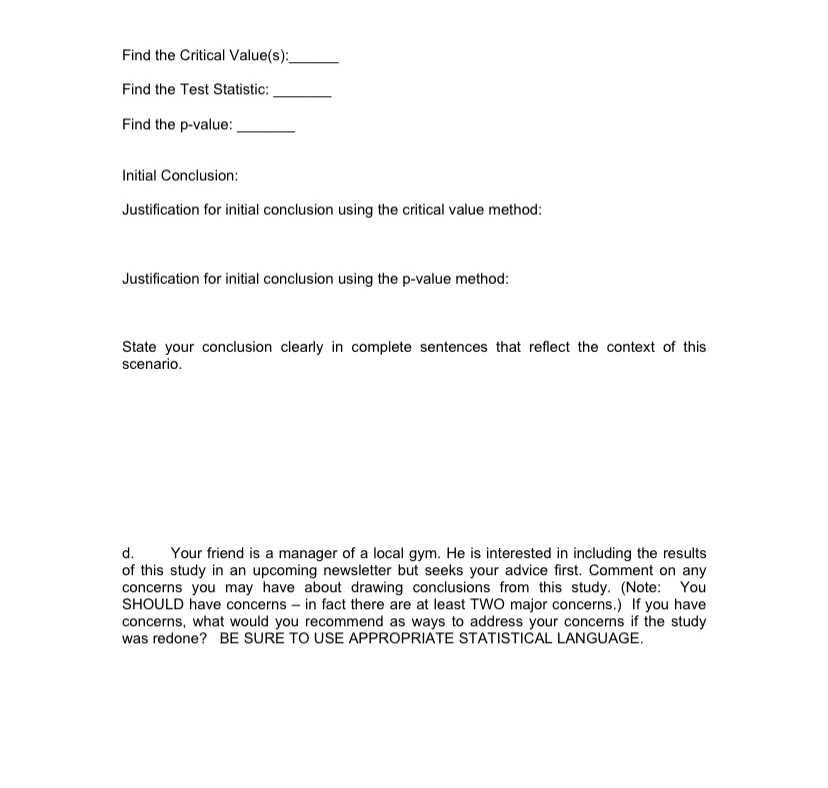 Justification for initial conclusion using the critical value method: Justification for initial