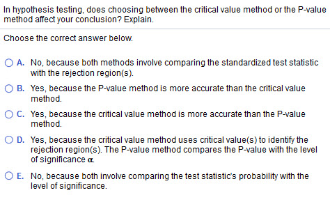 How do you calculate with work In hypothesis testing, does choosing between
