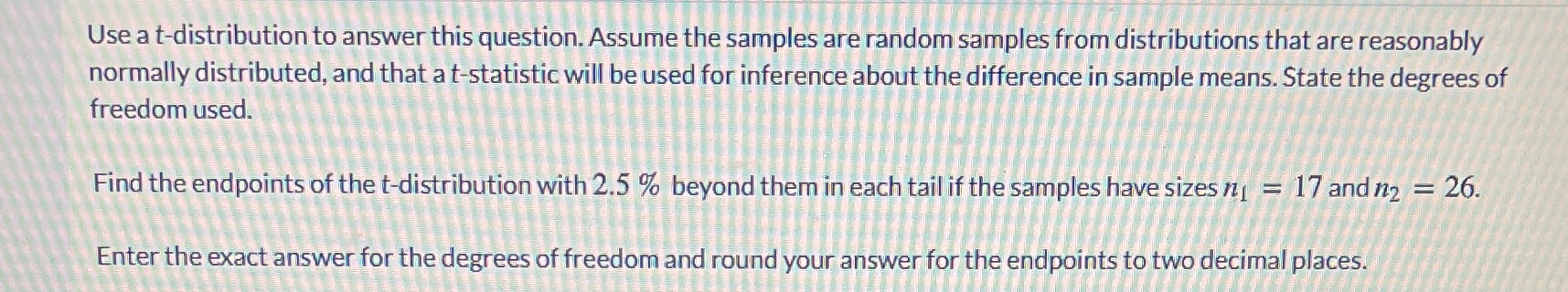 random samples from distributions that are reasonably normally distributed, and that a