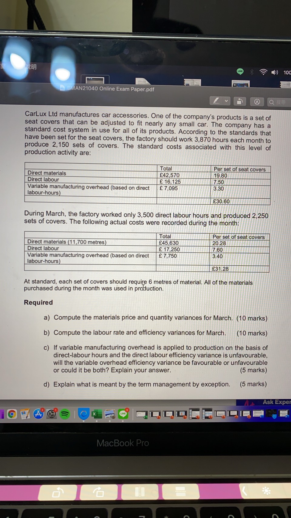 PLEASE ANSWER THE QUESTIONS BELOW BA LINE ()) 10 BMAN21040 Online Exam