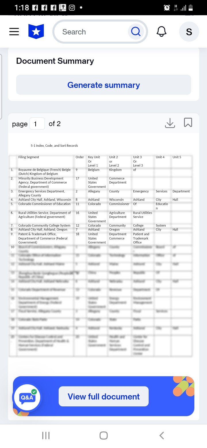 Records management chapter 5 applications index code sort 1:18 f ff to