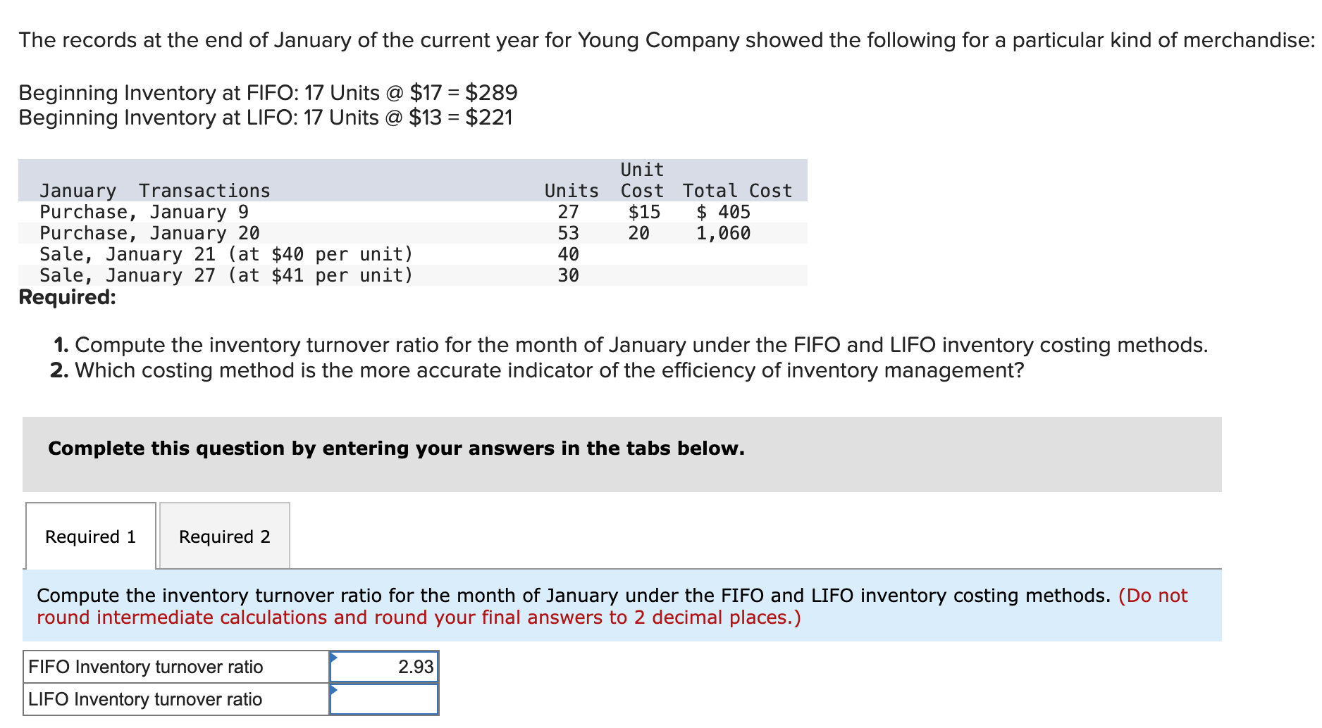FIFO turnover but I seem to be wrong with LIFO. 