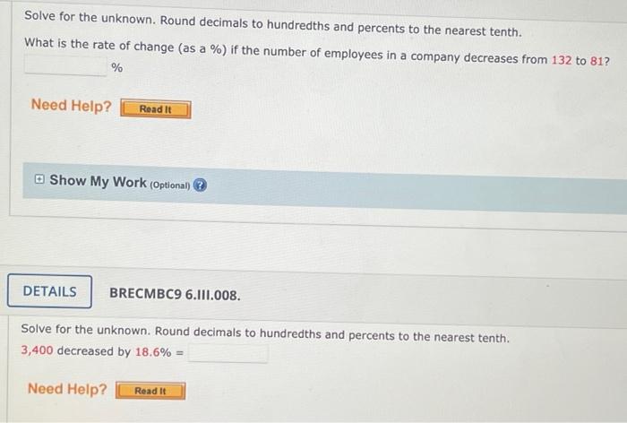 the nearest tenth. What is the rate of change (as a %)