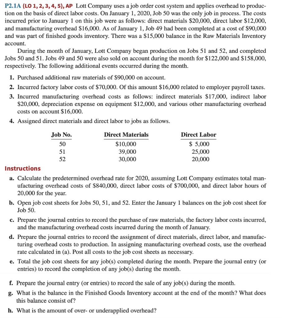  P2.1A (LO 1, 2, 3, 4, 5), AP Lott Company uses