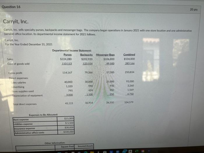 statement for 2021 follows. Carryit, Inc. For the Year Ended December 31,