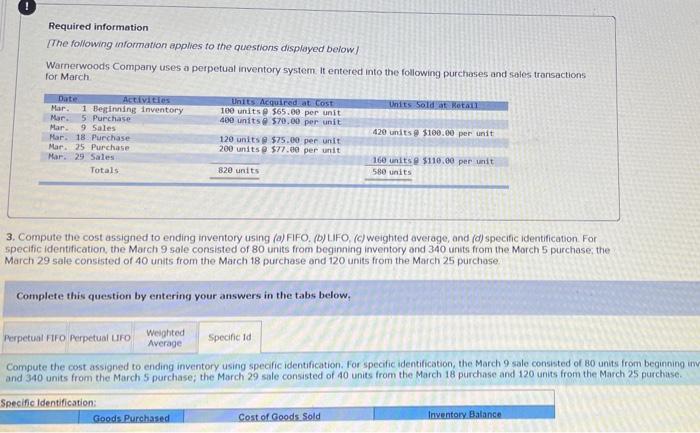  ! Required information The following information applies to the questions displayed