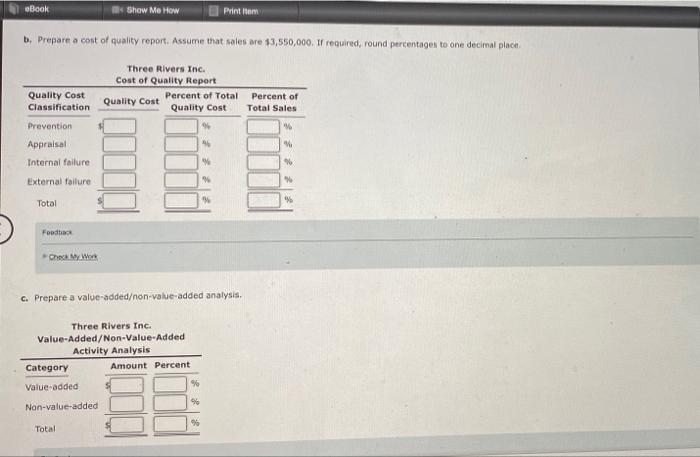 Reports for a Service Company Three Rivers Inc. provides cable TV and