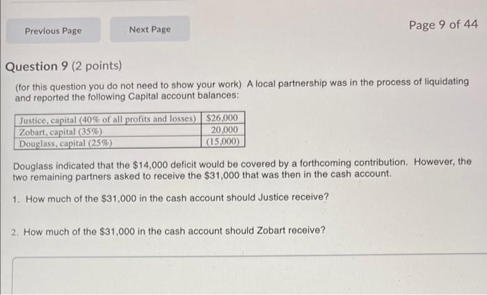  Previous Page Next Page Page 9 of 44 Question 9 (2