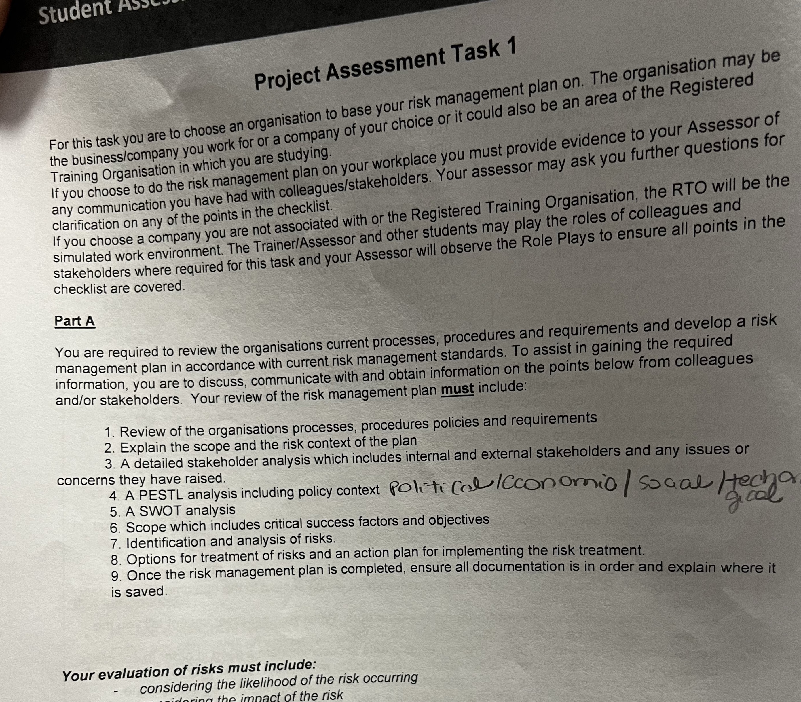 Student ASS Project Assessment Task 1 For this task you are