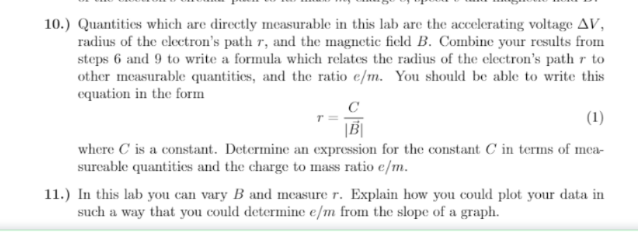 prelab question 10 and 11 please help me solve 10.) Quantities which