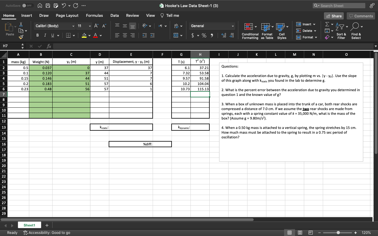 Hello,I need help with Hooke's law, I have attached a screenshot of