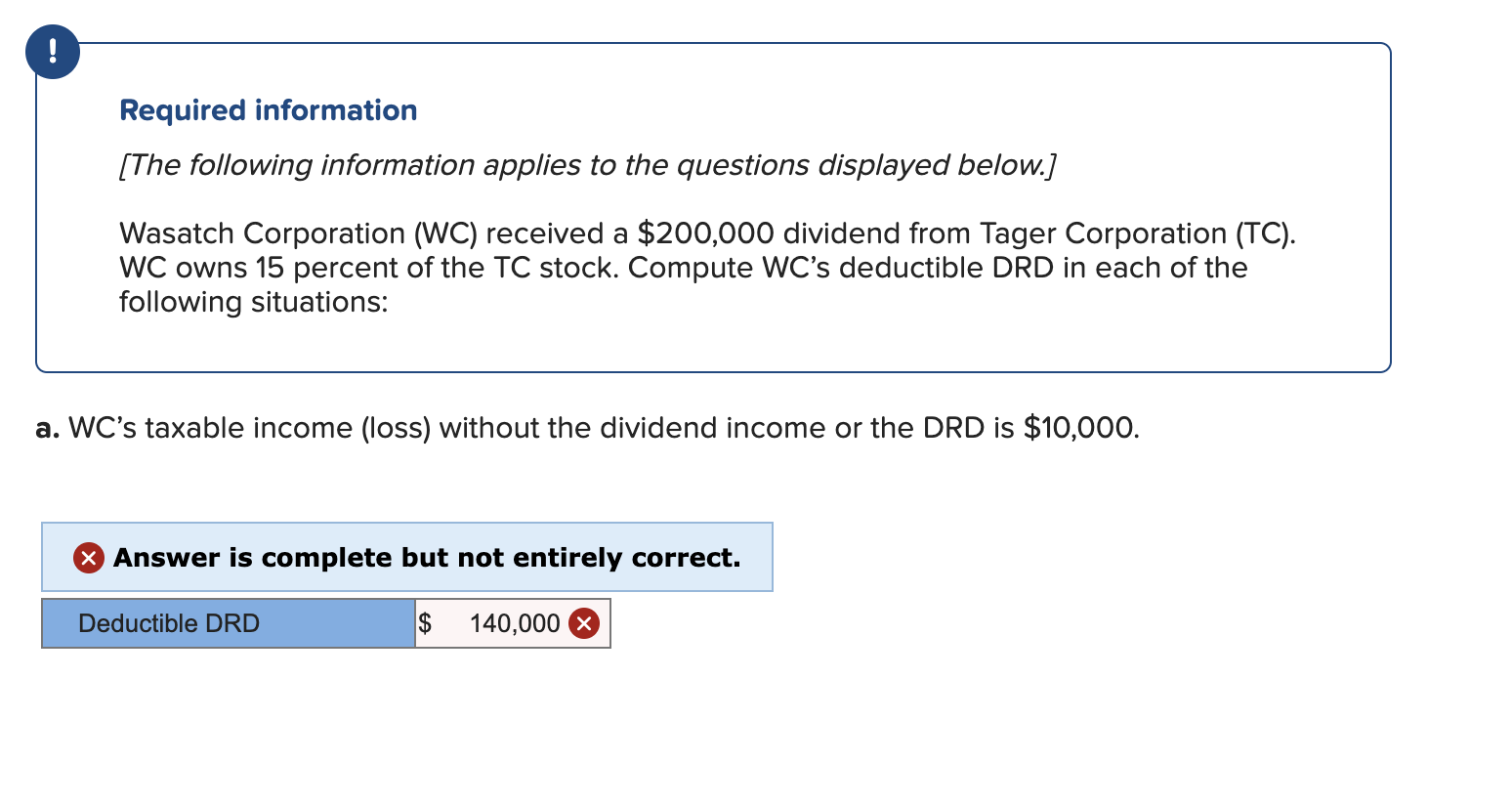  Required information [The following information applies to the questions displayed below.)