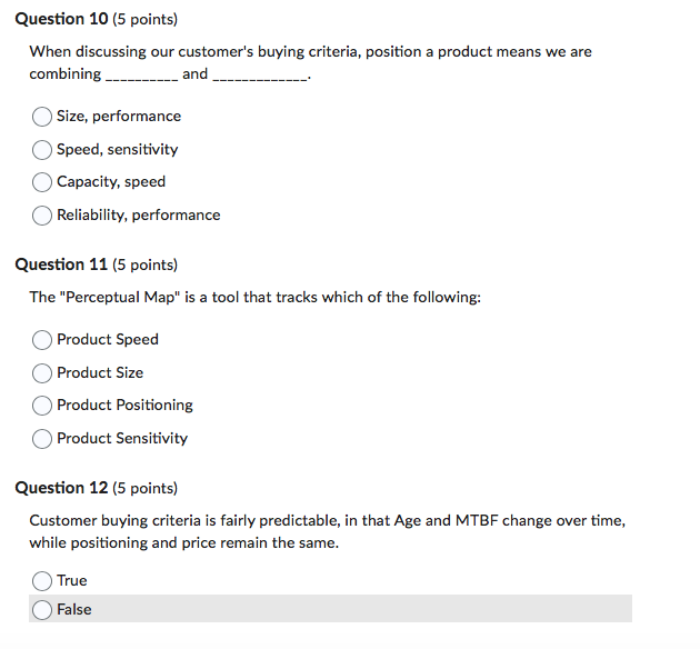  Question 1 0 ( 5 ?points ) When discussing our customer's