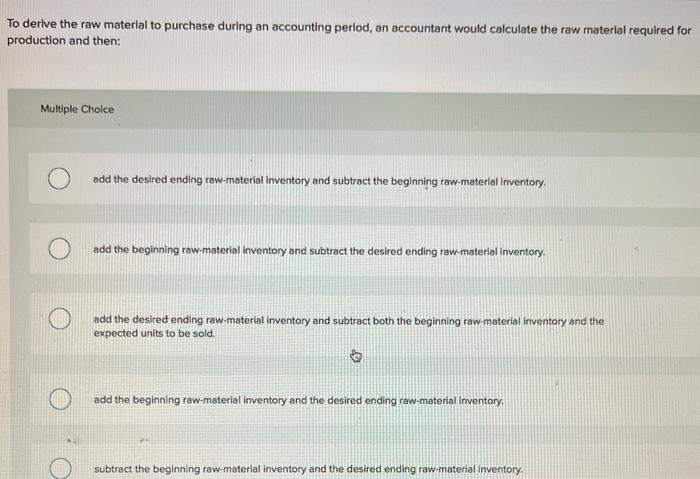 an accountant would calculate the raw material required for production and then: