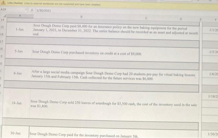 The following are the transactions for the month of January his first