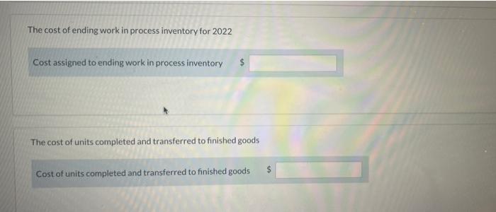 The following information was available for 2022: $4,600,200 Sales (selling price per