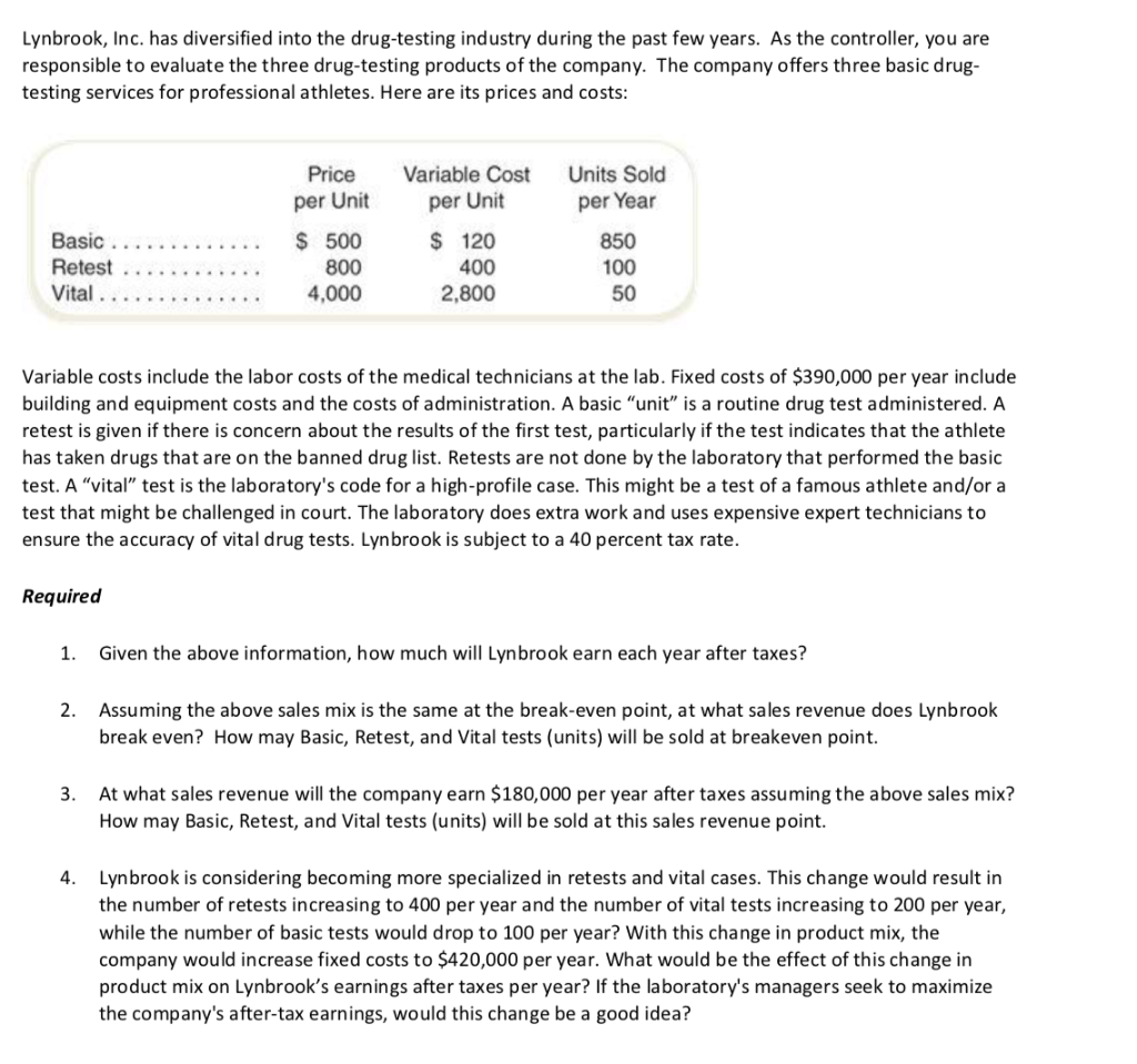  Lynbrook, Inc. has diversified into the drug-testing industry during the past