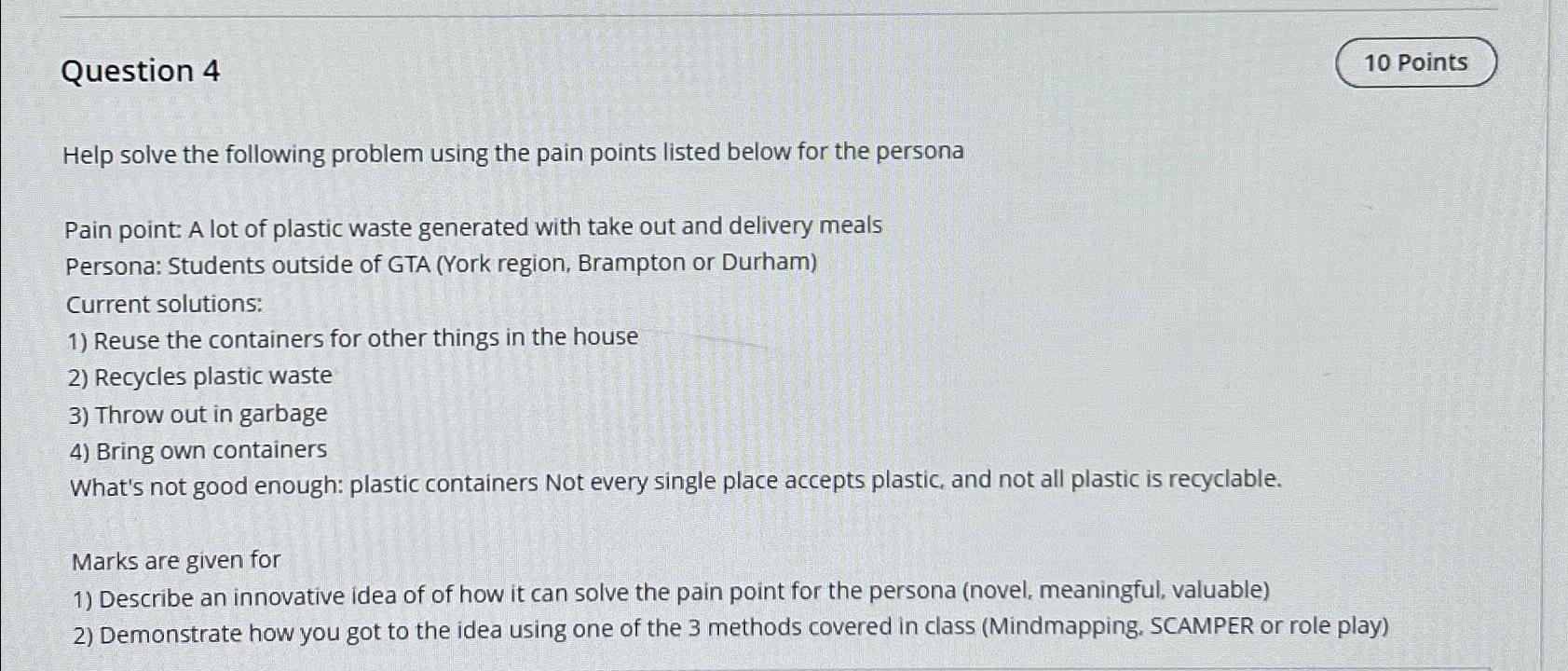 the pain points listed below for the persona Pain point: A lot