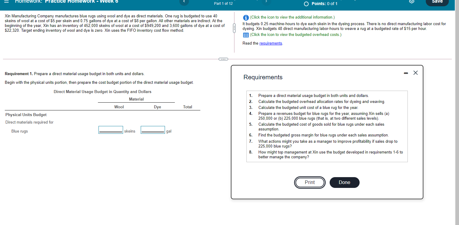  ework: Part 1 of 12 Save O Points: 0 of 1