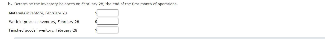  b. Determine the inventory balances on February 28, the end of