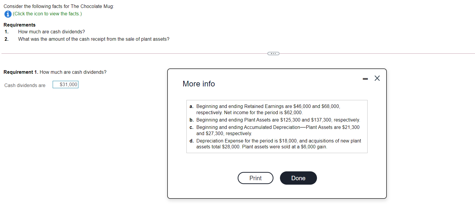  Consider the following facts for The Chocolate Mug: (Click the icon