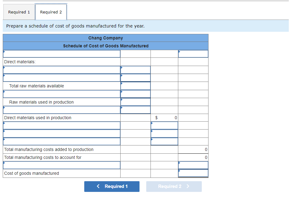 The following cost data relate to the manufacturing activities of Chang Company