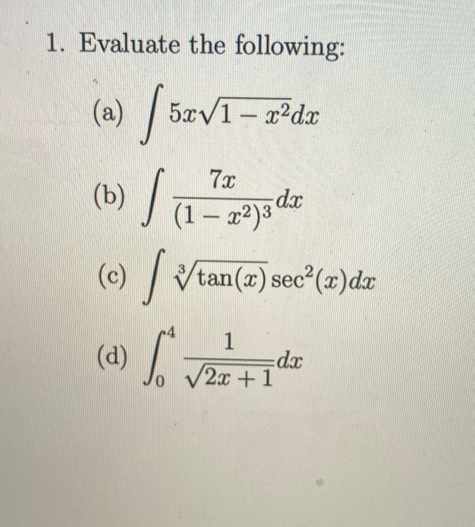 Hello I need help solving integration by substitution. Please write it clear