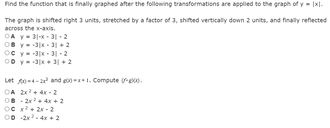  For the function f(x) = (8 - 2x)2, find f-1(x). Determine