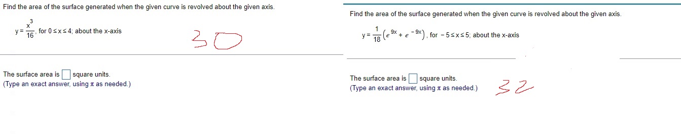 Need help with two question, please show steps Find the area of