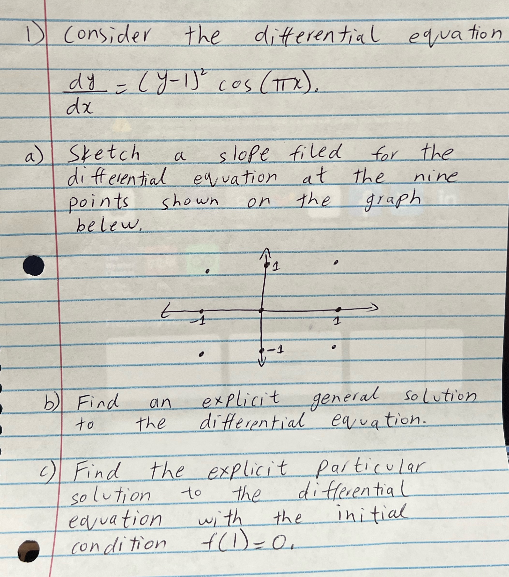  1) consider the differential equation dy = ( y - 1)
