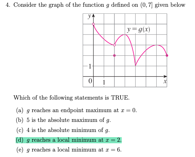 7] given below y = g(x) 0 Which of the following statements