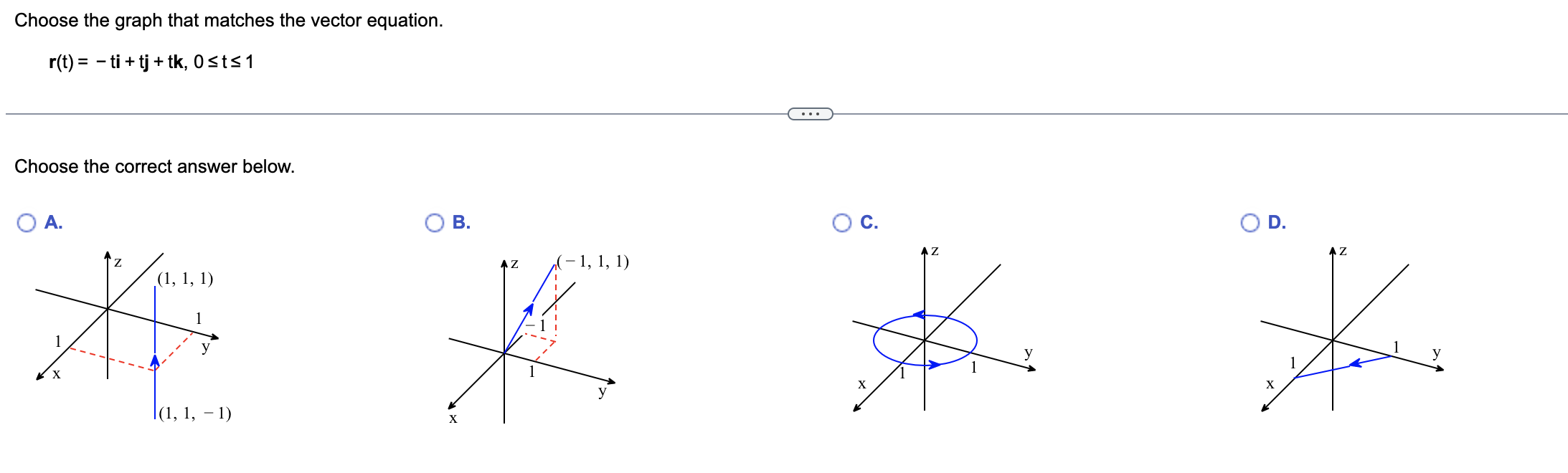 = - ti + tj + tk, Osts1 Choose the correct answer