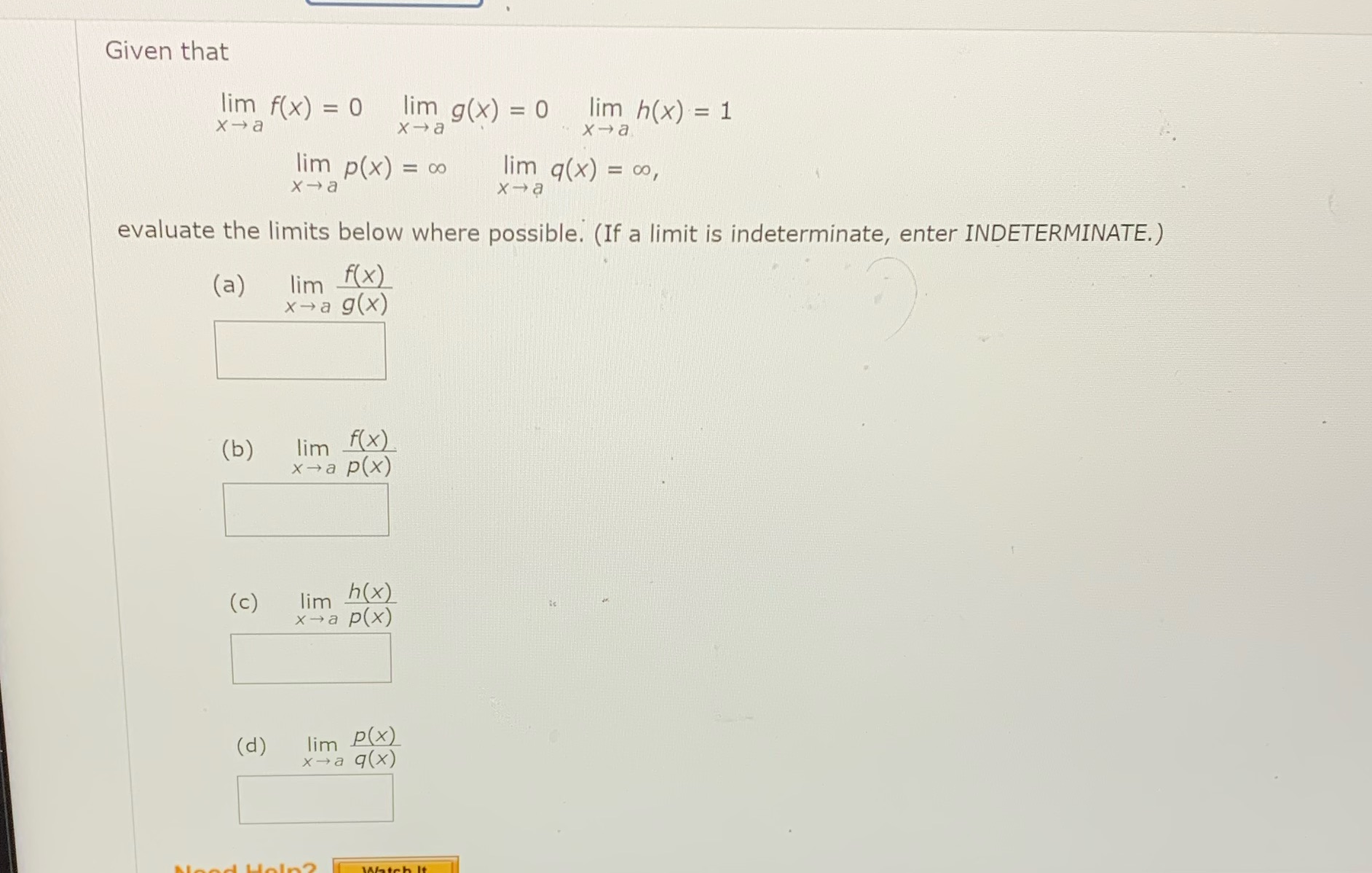  Given that lim f(x) = 0 lim g(x) = 0 lim