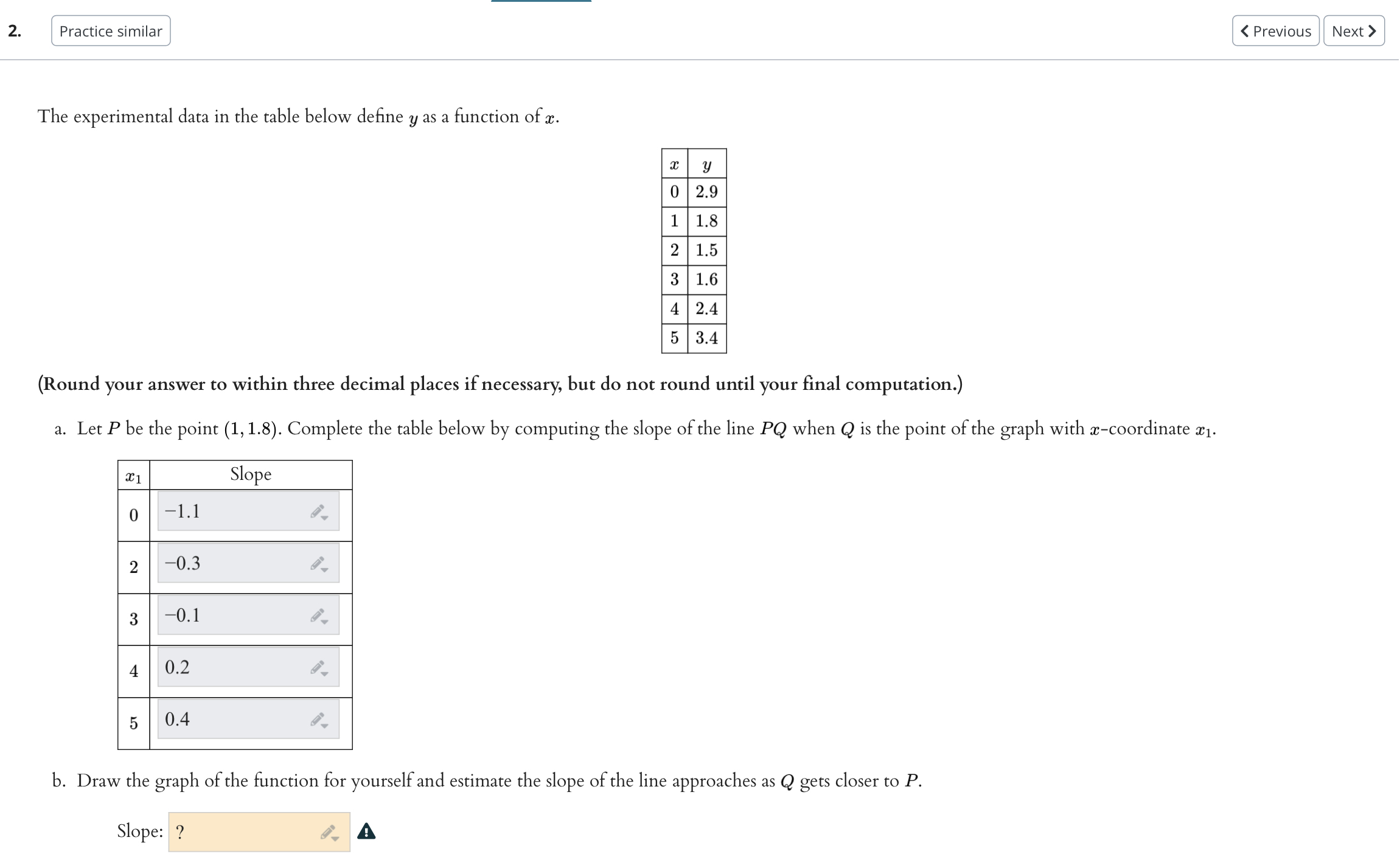 not round until your final computation.) a. Let P be the point