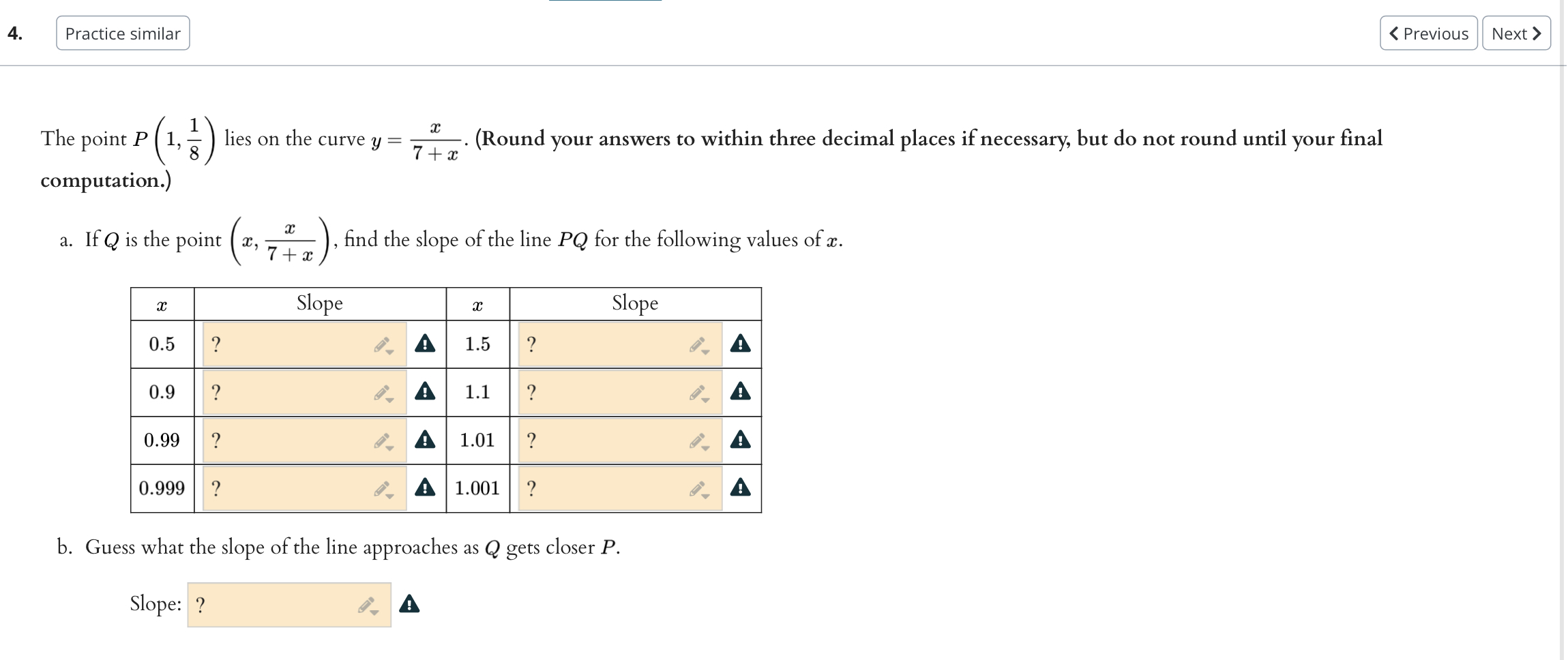 line PQ when Q is the point of the graph with x-coordinate