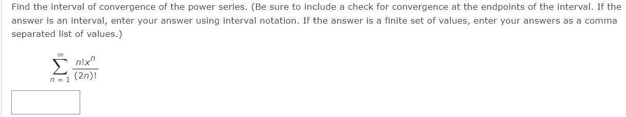 of values.) i mg)\" I? = D Find the interval of convergence