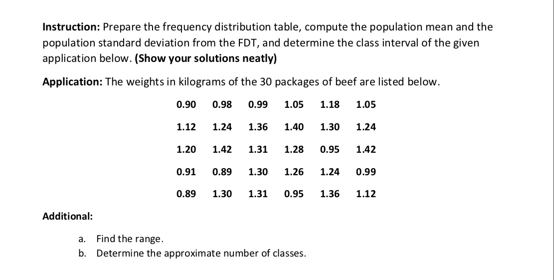 Please Show The Complete Solution :) Instruction: Prepare the frequency distribution ta