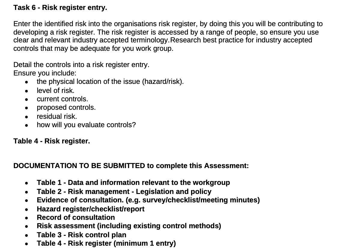 the organisations risk register, by doing this you will be contributing to