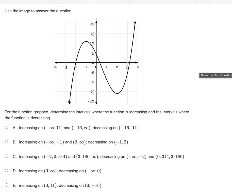 the intervals where the function is increasing and the intervals where _.-u-