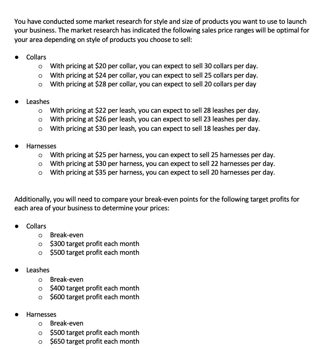Fixed Costs 27 High-tensile strength nylon webbir $ 6.00 Leash maker's salary