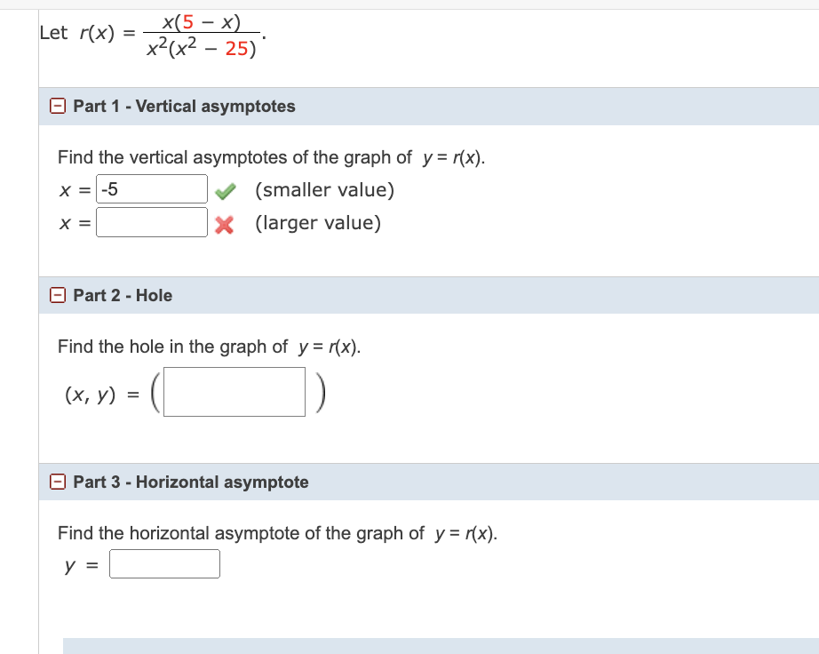 Part 1 - Vertical asymptotes Find the vertical asymptotes of the graph