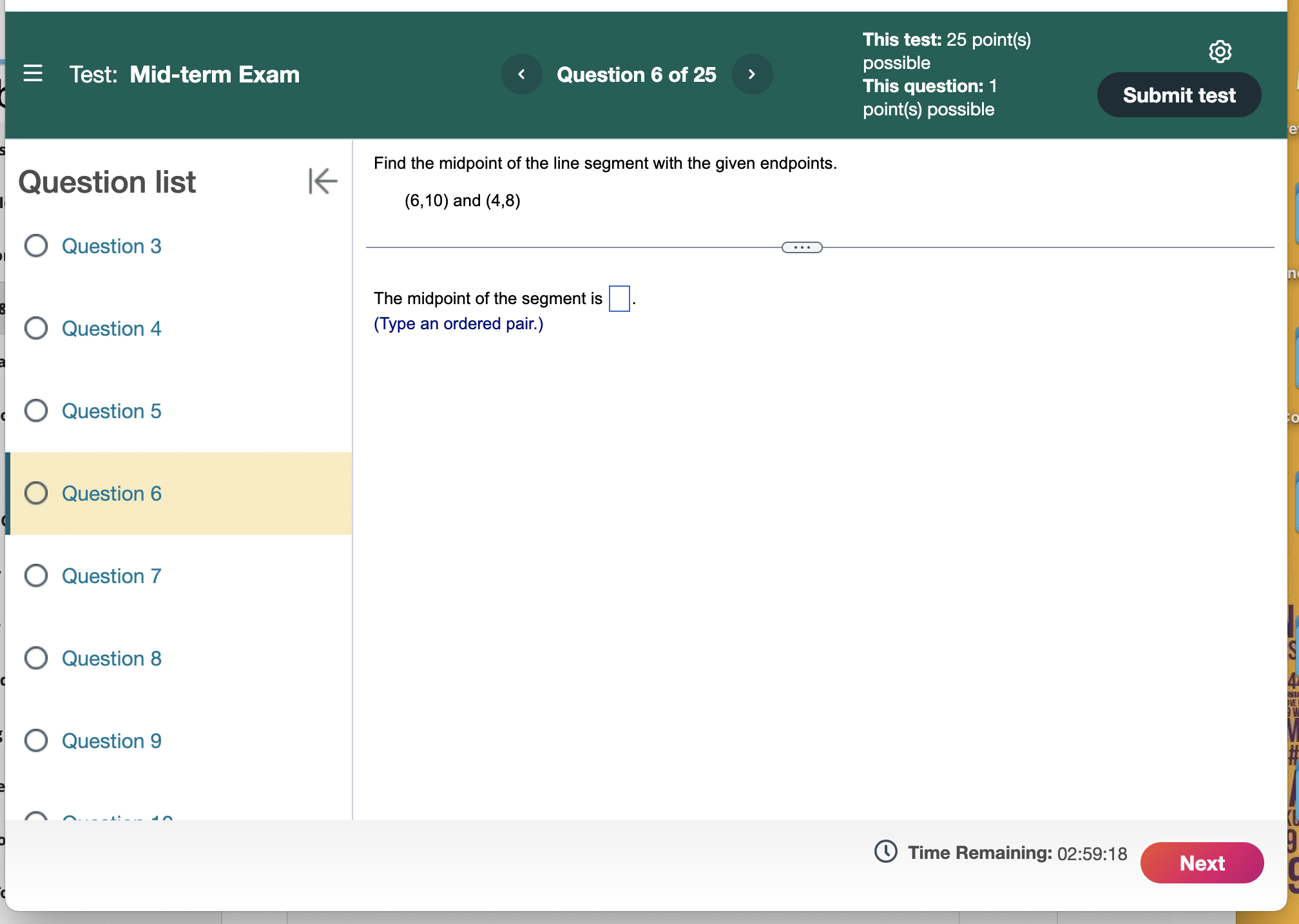 any line that is perpendicular to this line is O Question 1
