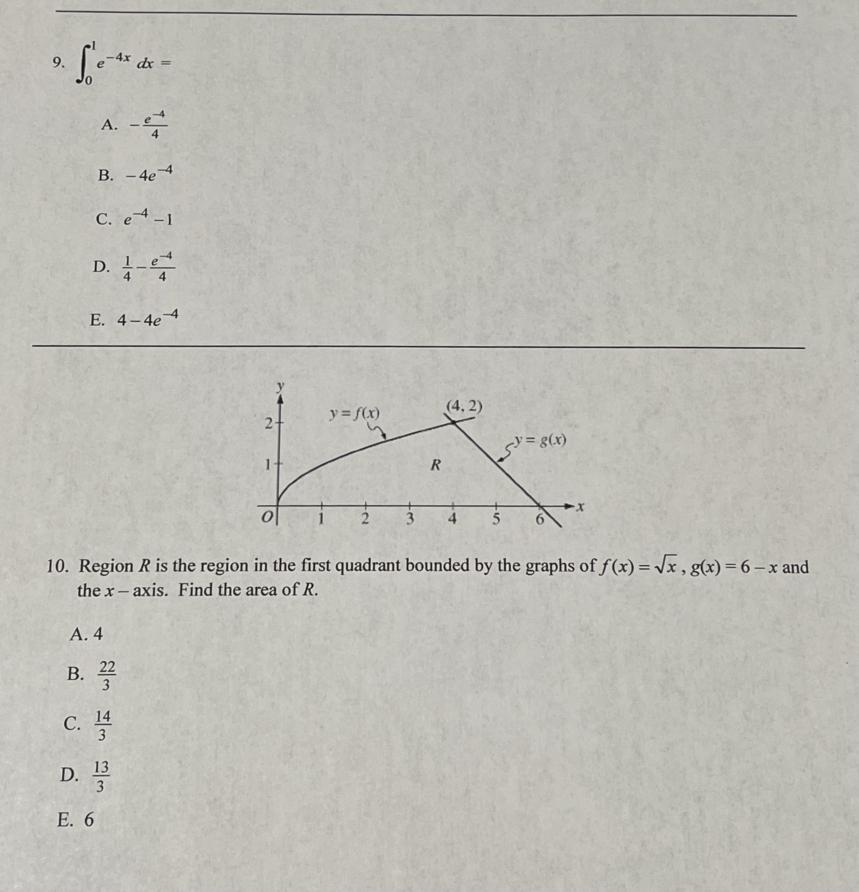 C Free Response - Non Calculator Part A - 2 points total