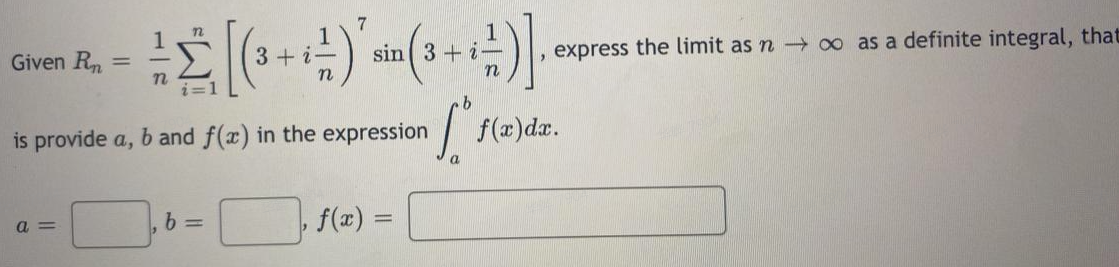 n ss the lin . express the limit as n + co