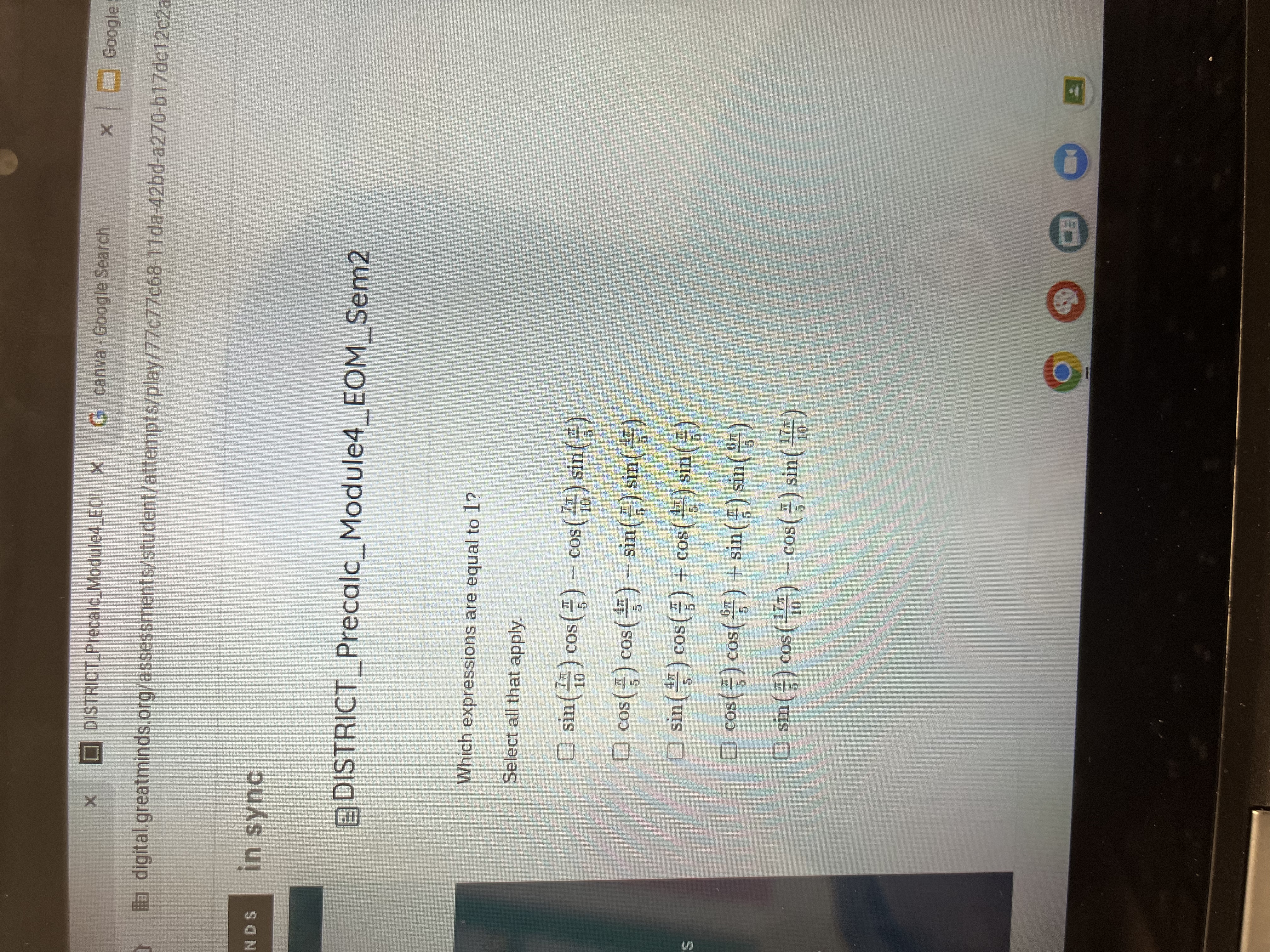 X canva - Google Search Google Slides digital.greatminds.org/assessments/student/attempts/play/77c7 7c68-11da-42bd-a270-b17dc12c2a6e NDS in sync