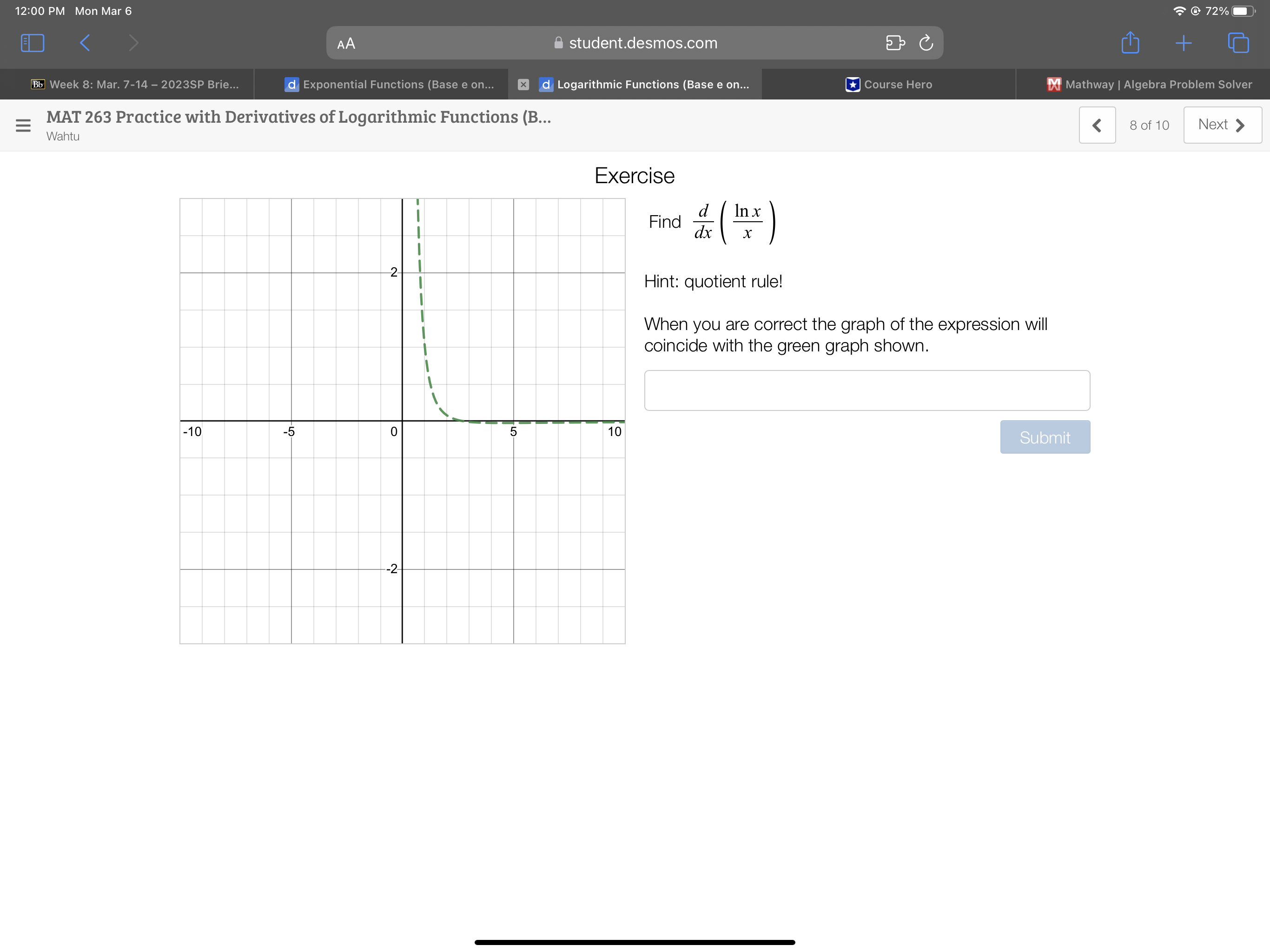 correct the graph of the expression will coincide with the green graph
