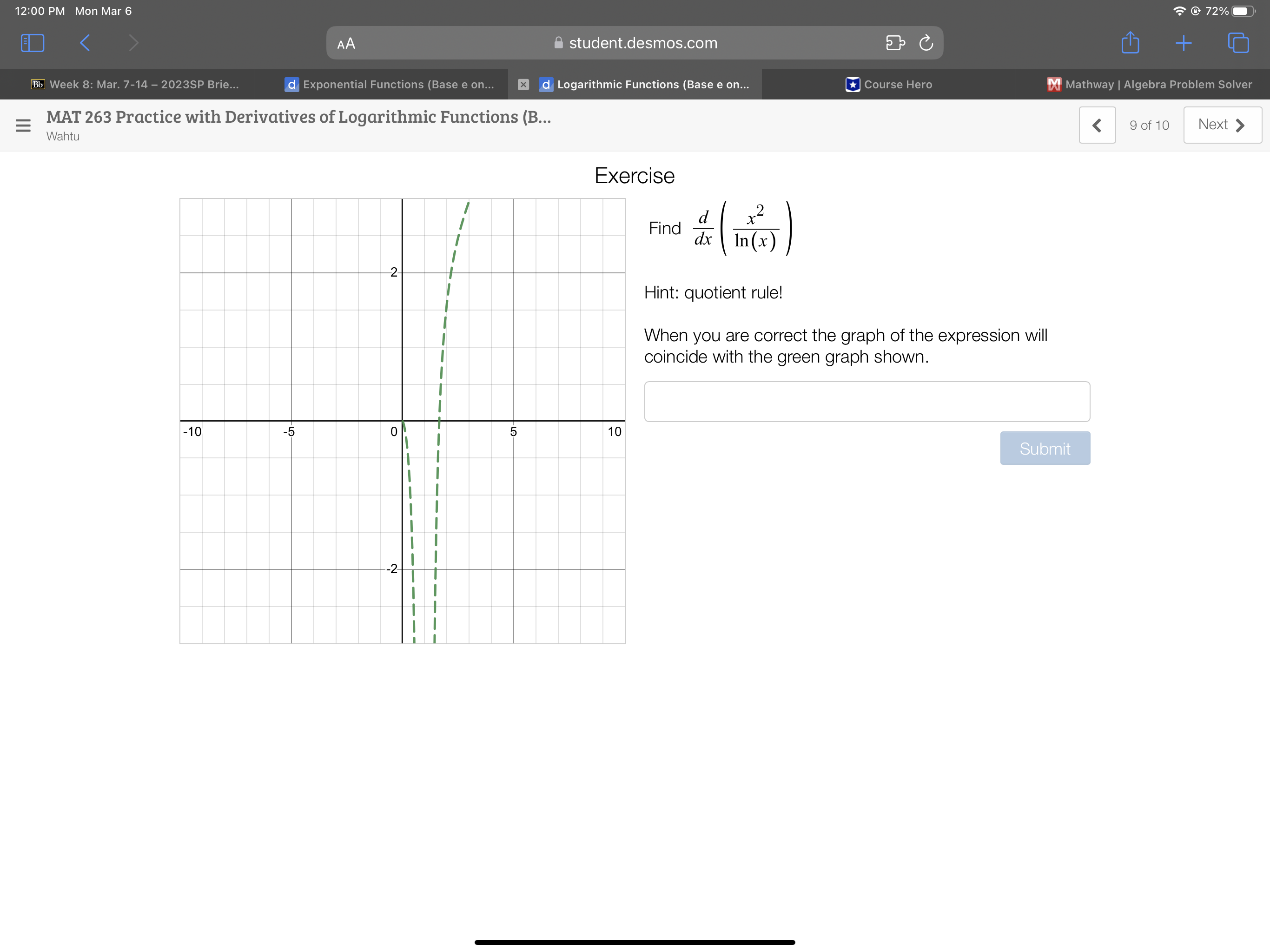 2023SP Brie... d Exponential Functions (Base e on... x d Logarithmic Functions